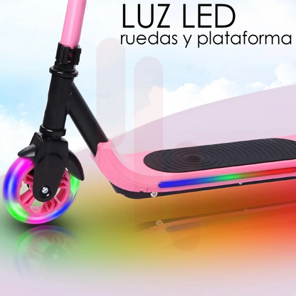 Patin Scooter Eléctrico Infantil Ajustable Con Luces