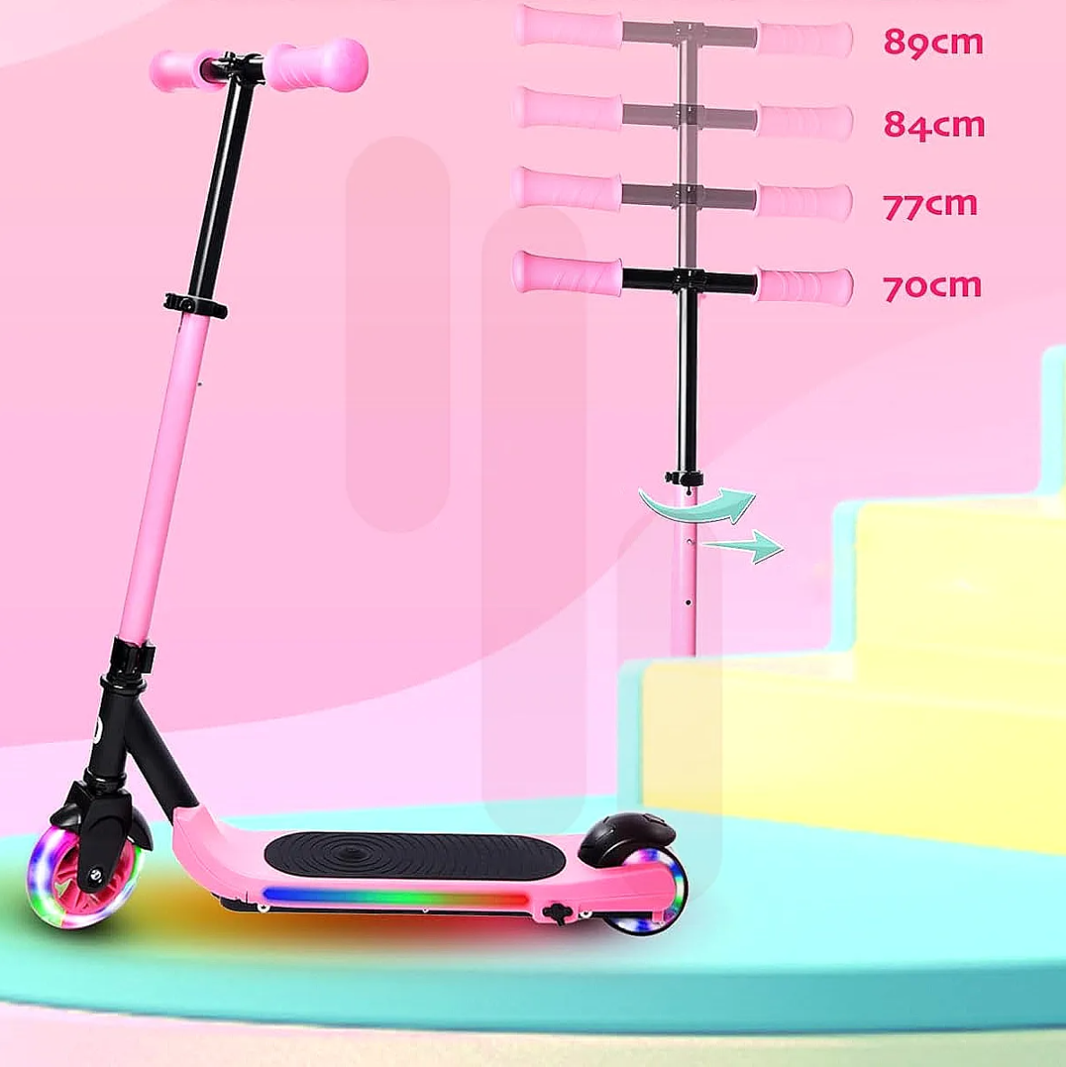 Patin Scooter Eléctrico Infantil Ajustable Con Luces