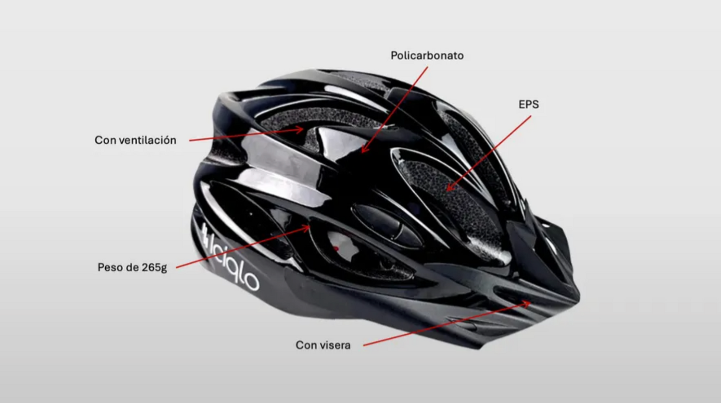 Casco De Bicicleta para Adulto Ajustable Con Vicera / Unitalla