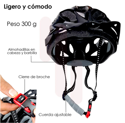 Casco De Bicicleta para Adulto Ajustable Con Vicera / Unitalla