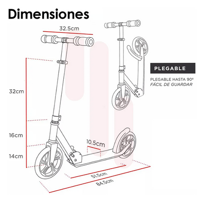 Scooter Patin Del Diablo Ajustable Y plegable para Adultos