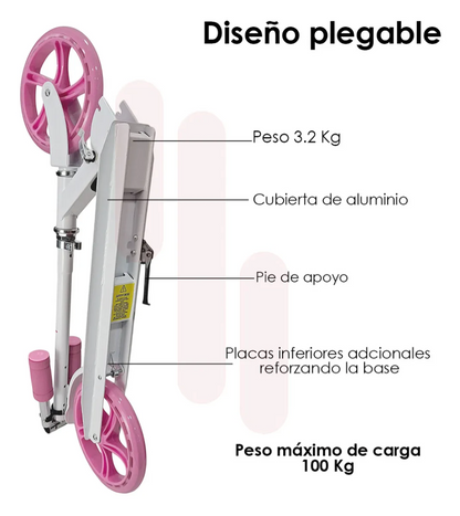 Scooter Patin Del Diablo Ajustable Y plegable para Adultos