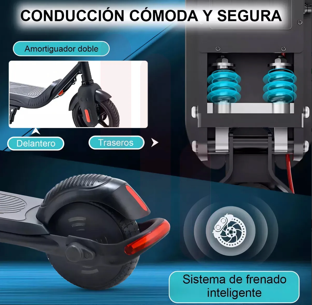 Scooter Electrico Vel 16 Km/h 150w Para Niños Color Negro