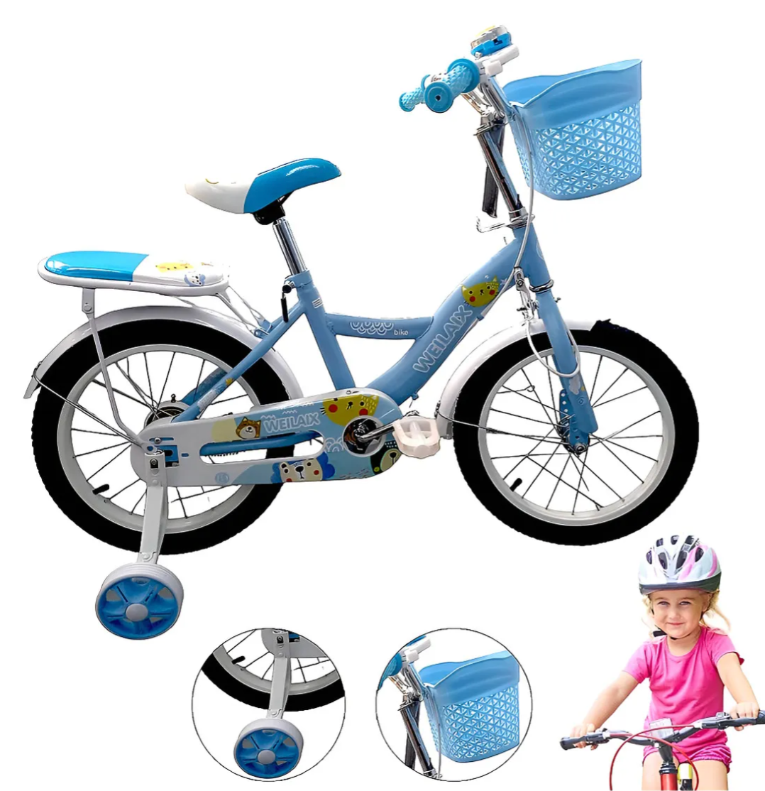 Bicicleta Infantil R-16 con Canasta y frenos V-brakes Color Azul Tamaño del cuadro 16