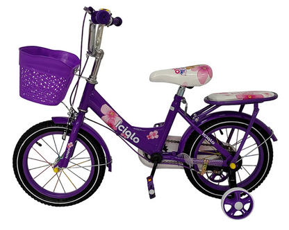 Bicicleta Infantil R-14 Con Canastilla y ruedas de Entrenamiento Color Fucsia