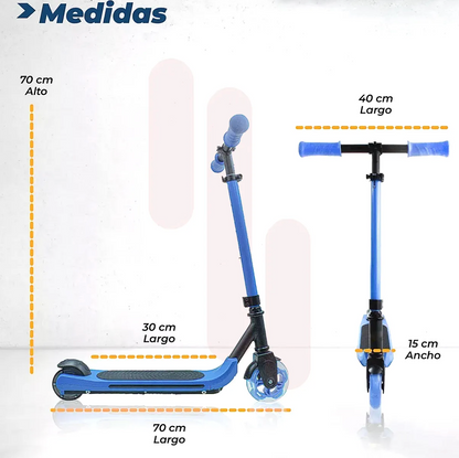 Patin Scooter Eléctrico Infantil Ajustable Con Luces