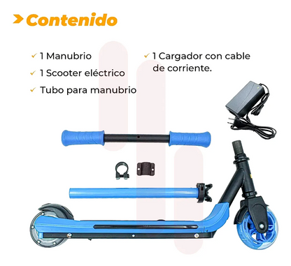Patin Scooter Eléctrico Infantil Ajustable Con Luces