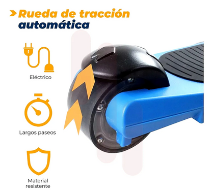 Patin Scooter Eléctrico Infantil Ajustable Con Luces